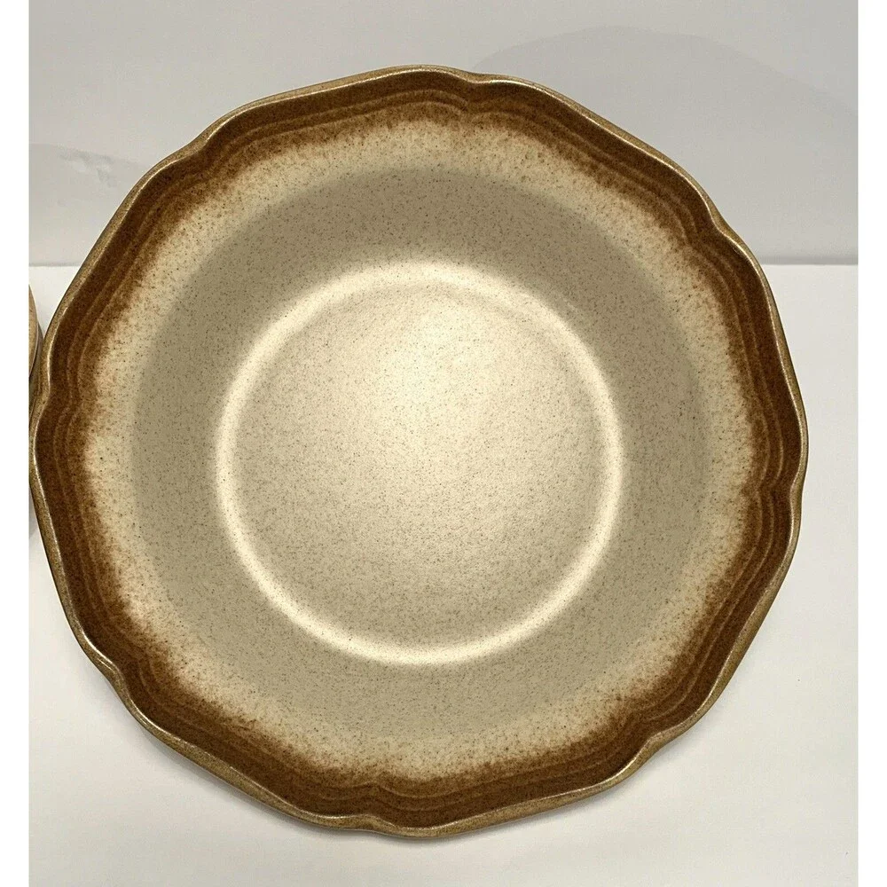 VTG Mikasa Whole Wheat E8000 Soup Bowls Ceramic EUC Pottery Stoneware Set Of 4
